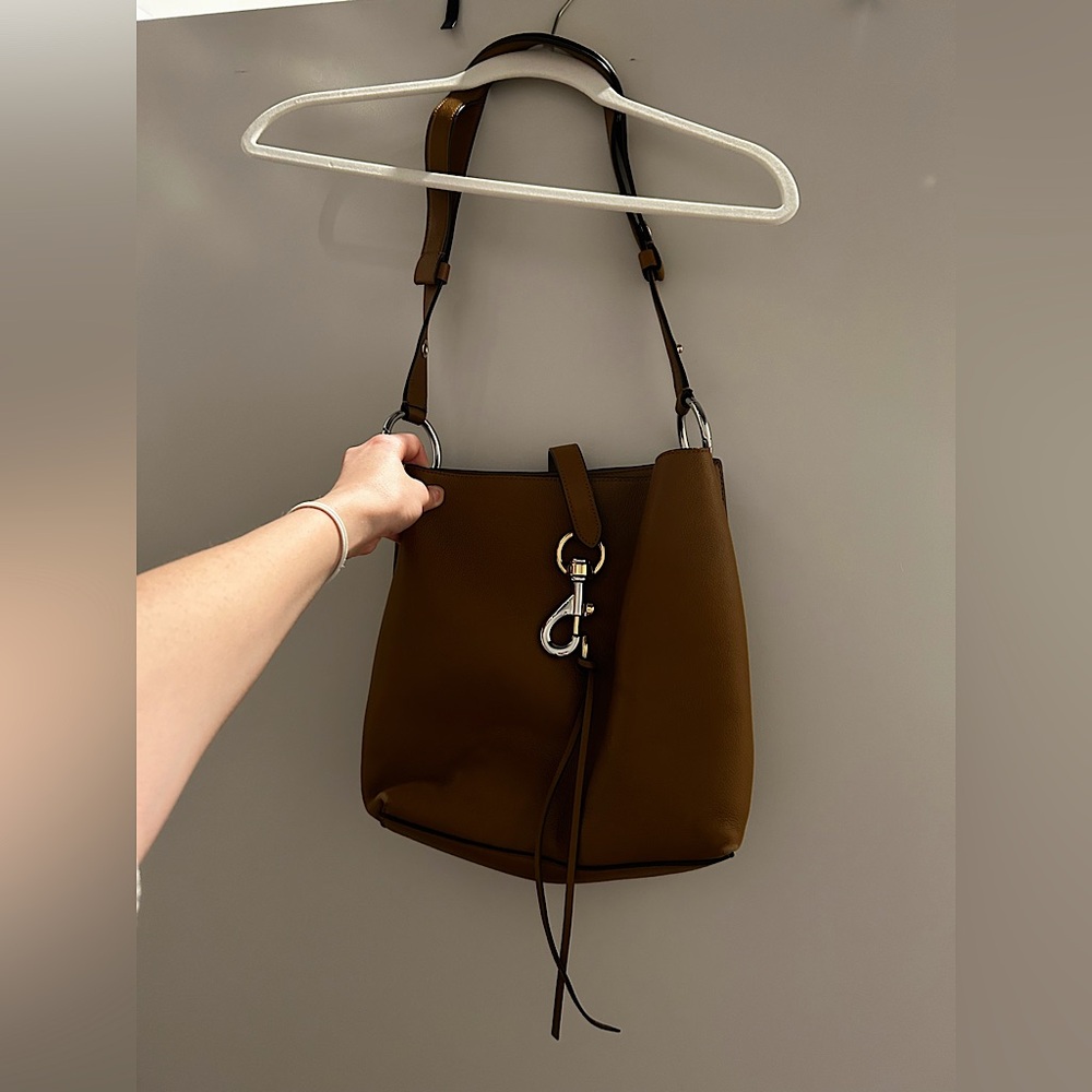 Designer Rebecca Minkoff Leather Multi-Pocket Tote / Work Bag | Light Brown
